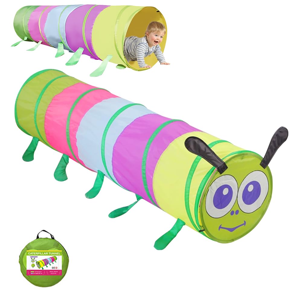Tunnel de jeu, pliable, 46 x 180 cm, pour l'extérieur, pour enfants à partir de 1 an, pour enfants et animaux, pour l'intérieur et l'extérieur