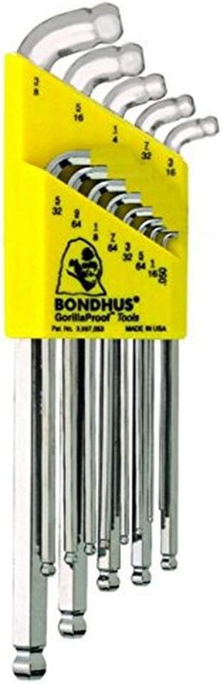 Bondhus 77037 Stubby Dbl Ball End L-Wrench Set w/BriteGuard&Extra Long Arm,13 PC
