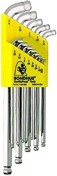 Bondhus 77037 Stubby Dbl Ball End L-Wrench Set w/BriteGuard&Extra Long Arm,13 PC