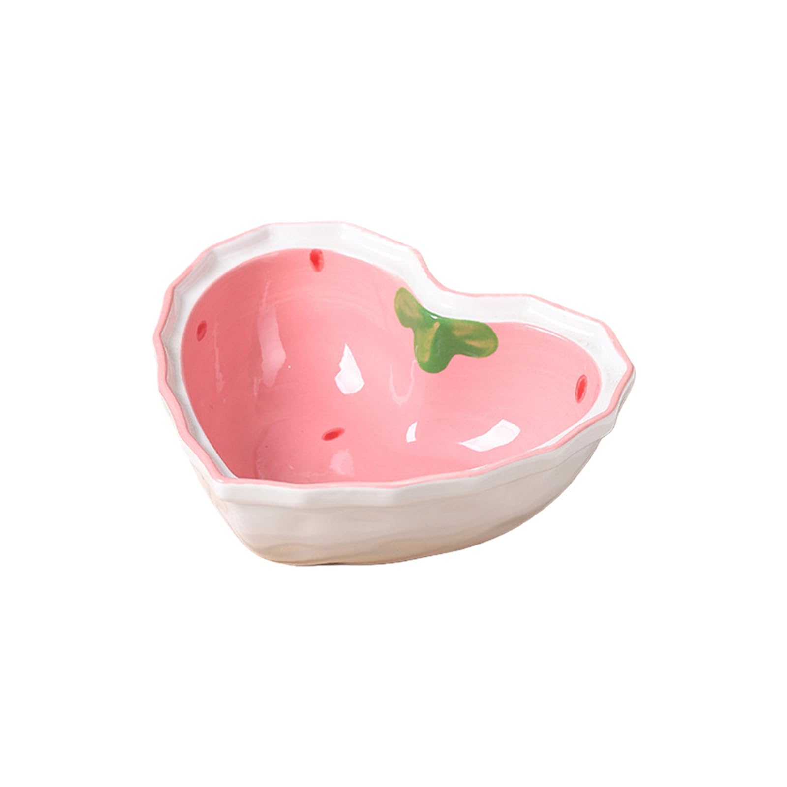 carotoe Strawberry Heart Shape Ceramic Salad Bowl Plate Enhances Food Presentation Visual Appeal for Everyday Meals Photography Family Dinnerware