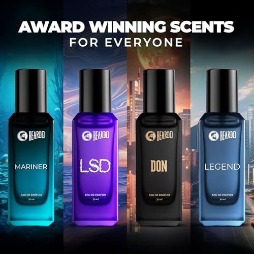 Image of Beardo Day Perfumes For Men 4 x 20ml | Compliment worthy Unisex perfume combo | Long Lasting Perfumes - Fresh & Aquatic Fragrances | Rakhi gift for brother | Gift for brother | Gift for husband