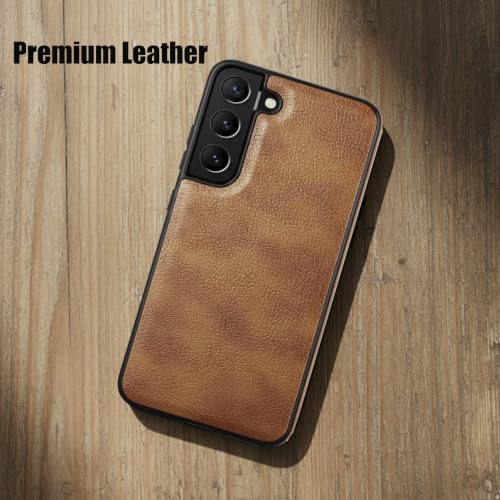 Image of Leather Case for Samsung Galaxy S24 Premium Protective Stylish Slim Cover with Shockproof Raised Edges Brown