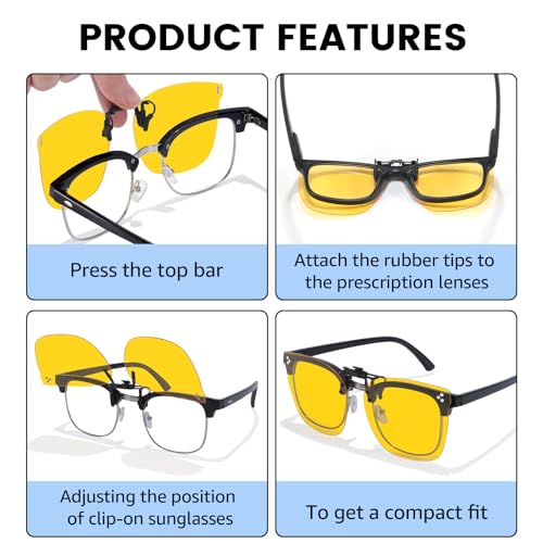 Trysee Polarized Clip on Sunglasses Over Prescription Glasses UV400 Protection (Including Non-flip Up & Flip Up) TS-CO-31684