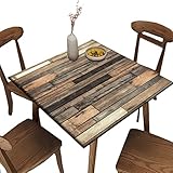 SCGOLD Wood Grain Texture Polyester Square Fitted Table Cloths, Wood Grain Washable Spill Proof...