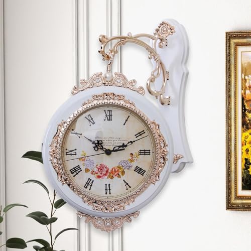 Horloge murale double face artistique blanche à deux rotatifs - 5