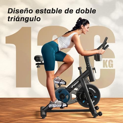 MERACH Bicicleta Estática en Casa con Resistencia Ajustable, Bicicleta Estatica Silenciosa con Monitor LED, Cómodo Cojín de Asiento, App Propia, Capacidad de 136 kg, Entrenamiento Aeróbico - Imagen 5