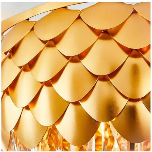 Image of DREAMY DESIGNS Chandelier Lights for Ceiling 500 MM Golden Pineapple Shape 4-Tier K9 Glass Crystal Chandeliers for Living Room Smart 3 Mode LED Light Plate Jhumar Designer Bedroom and Dining Room