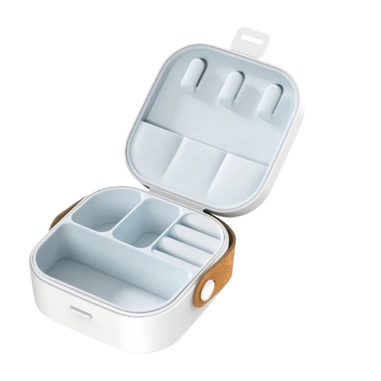 ESTDKMNOS Portable Jewellery Case， Mini Jewelry Box Multifunctional Storage Necklaces Earrings Rings Bracelets Multicolor(White)