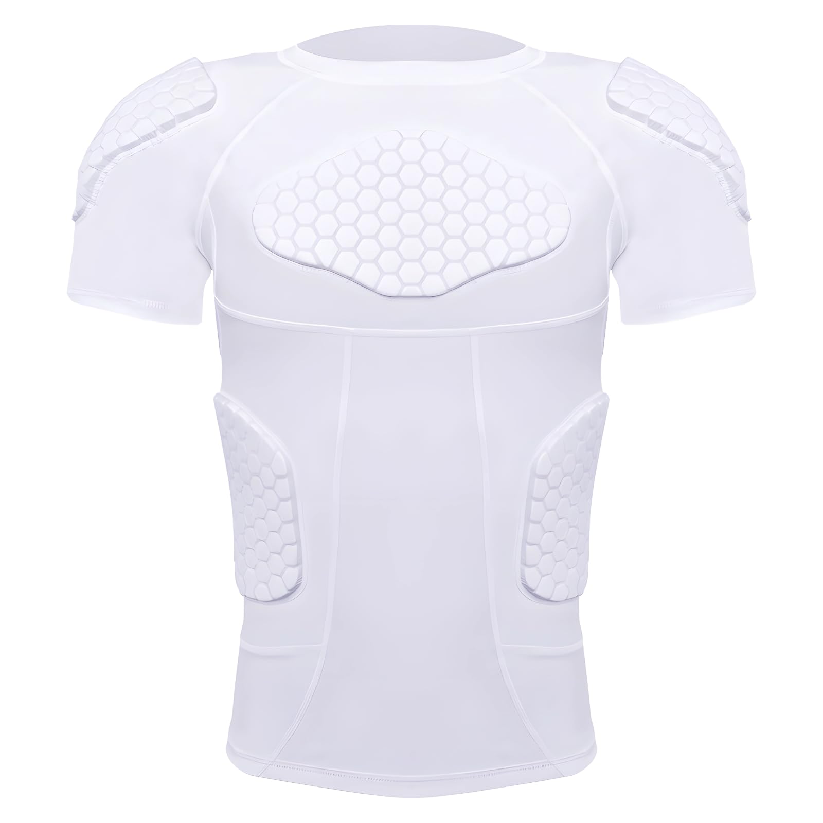 Camisa de compresión XXL blanca, acolchada para equipo de protección de fútbol y baloncesto, protectores de costillas, manga corta anticolisión