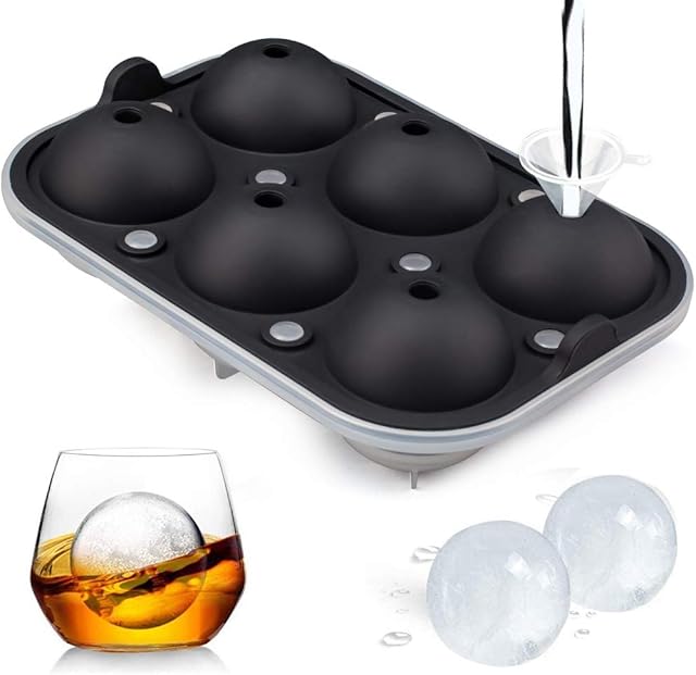 Ice Cube TraysRound Ice Cube Moulds  BPA-Free Ice Ball Maker Mold with No-Spill Removable LidBest for Water, Whiskey, Cocktail and Other Drink