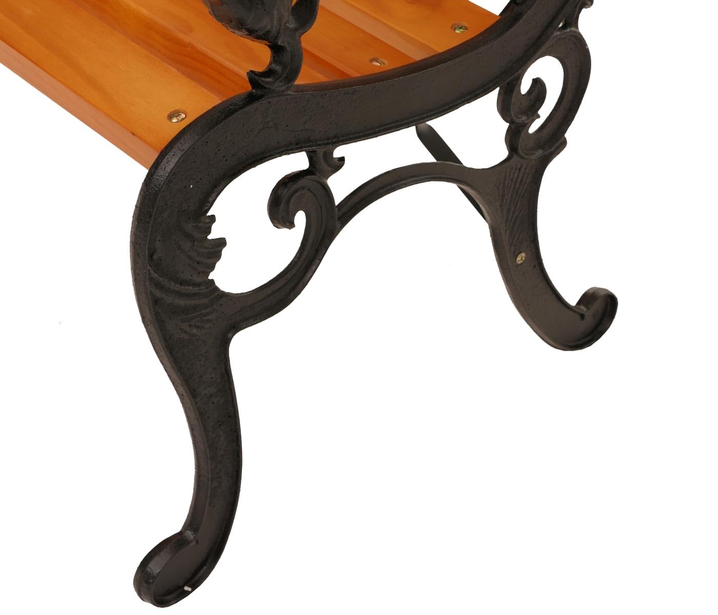 Mendler Panca da giardino HWC-O25, panchina da parco in legno 2 posti, ghisa legno pino certificato MVG, 132cm - teak