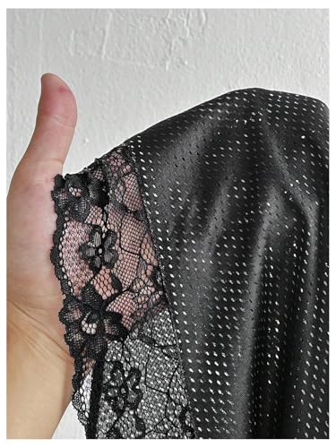 Image of RoseSeek Women's Lace Mesh Jersy Shirts V Neck Off Shoulder Crop Tops Tee