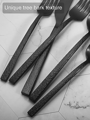 Alata-Ripple-20-Piece-Black-Silverware-Set-Stainless-Steel-Flatware-SetService-for-4Cutlery-SetDishwasher-Safe