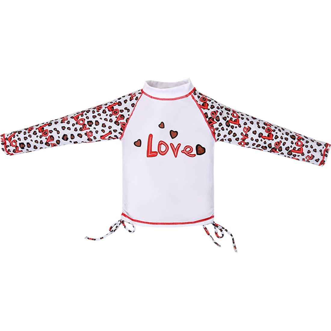 Kids Swimsuit Girls Love Heart Swim Shirts Rash Guard Sets Sun Hat UPF 50+ Valentine's Day Bathing Suit White