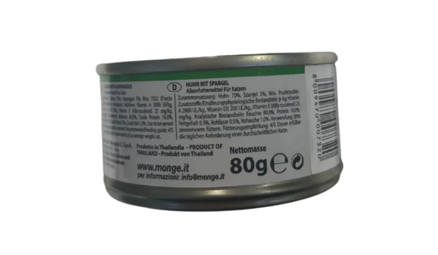Monge Delicate natural superpremium Quality Kawałki kurczaka ze szparagami dla kotów, gotowanie na parze. Opakowanie 24 pudełka (80 gr. jeden). Bez barwników i konserwantów