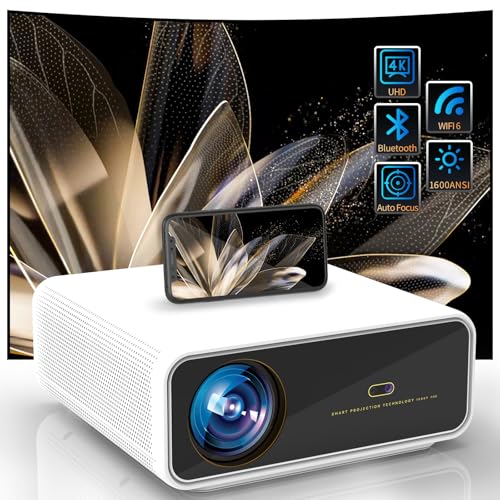 1800 Ansi Smart Outdoor Projector 4K with WIFI and Bluetooth,Auto Focus,DoIby Audio,ARC,PPT,Outdoor Movie Home Projector 4k HDR10+30W Speaker,50%Zoom,500''Display,Compatible w/ TV Stick,iOS,Android,PC
