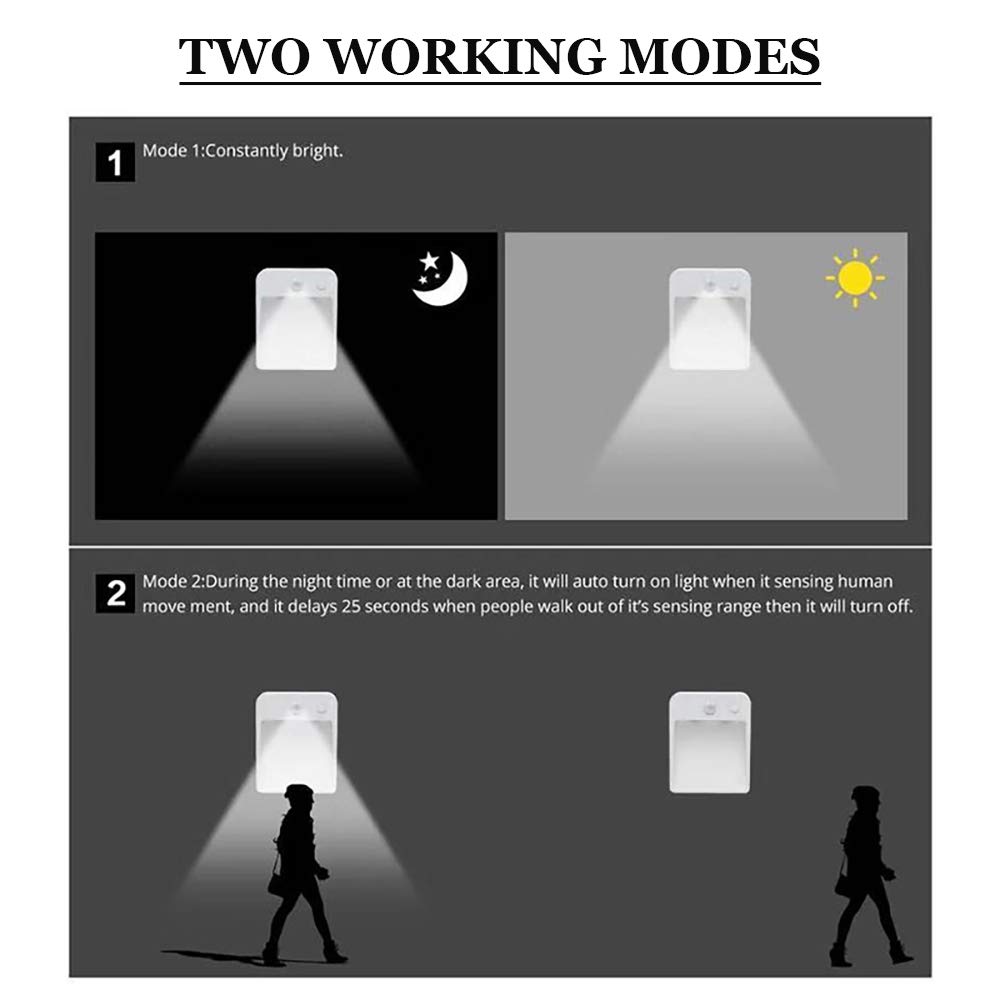 La luz del Sensor, LED portátil Noche la luz, la luz del Armario, con Pilas de la Stick-On, Blanco Caliente LED, inalámbrico de Pared montado para Escalera, Aseo, Armario, 2-Pack