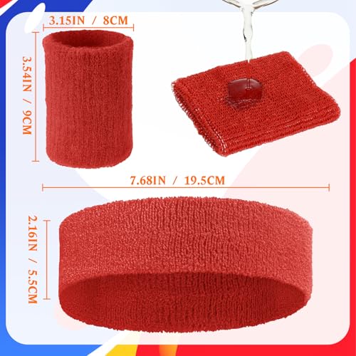 Image of Civaner 12 Pcs 80 90s Neon Sweatbands Soccer Baseball Headbands Wristband Set for Men Women Party Cotton Headbands Terry Cloth Athletic Sweat Bands for Tennis Football Gym Outdoor
