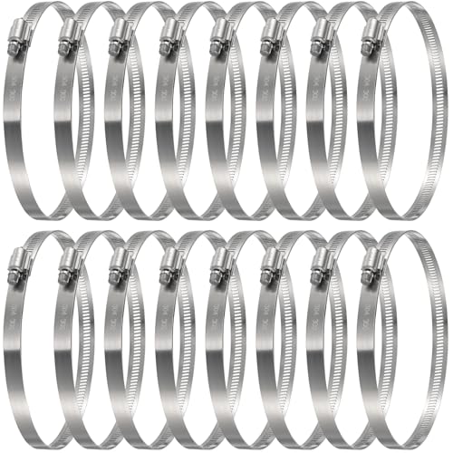 Image of Boao Adjustable 304 Stainless Steel Duct Clamp Hose Clamp,16 Pieces,12 Inch