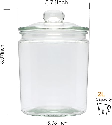 Miniatura 10 de Accguan Contenedores de almacenamiento de alimentos de 1 galón, tarro de galletas de vidrio con tapa, tarros de vidrio para sales de baño, harina,