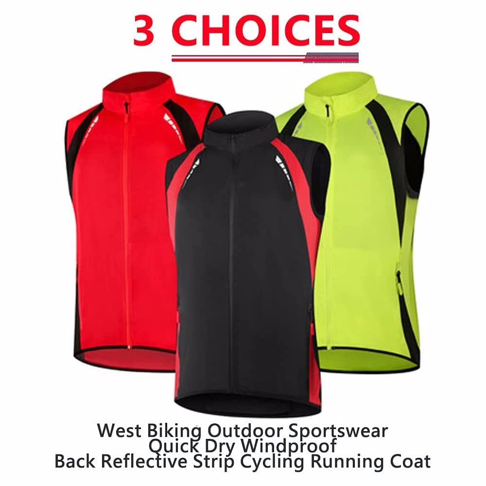 SIDHU Fahrradweste Herren Damen Reflektierend Winddicht Windstopper Laufweste Wasserdicht Atmungsaktiv MTB Warnweste Fahrrad Ärmellose Weste Jacke Radweste Leicht Softshellweste Sportweste,Red-XXL