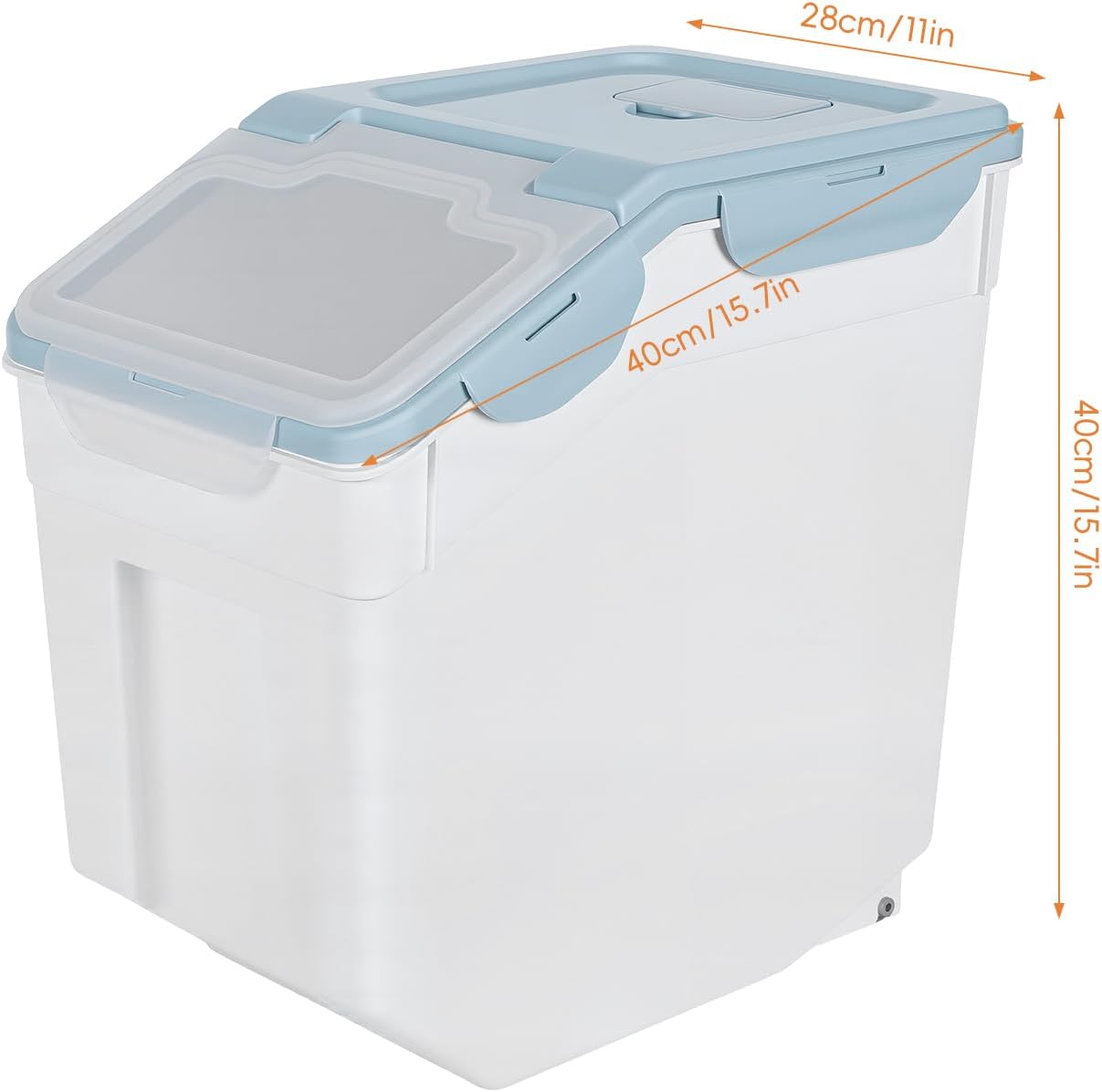 2 Pack Rice Storage Container, Food Storage Bin with Seal Locking Lid, Wheels and Measuring Cup, Dry Food Dog Food Bin, Large Airtight Food Storage Containers, 55 Lbs (Blue)