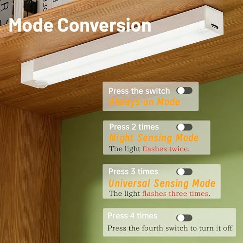 YLUIQDZL 6 Pack Under Cabinet Light,Motion Sensor LED Lights with Magnetic 8 inch，Rechargeable Indoor Wireless Closet Lights for,Kitchen,Stairs Cabinet - image 7