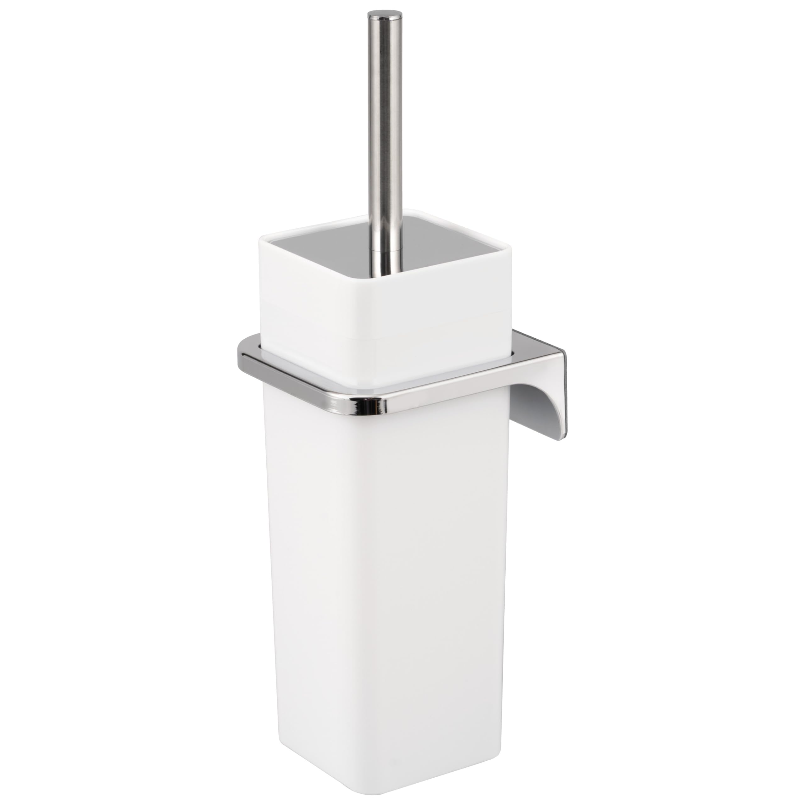Bremermann White Square Toilet Set Savona Incl. Wall Bracket For Gluing Or Drilling & 1 Spare Brush Head - Made Of Plastic,