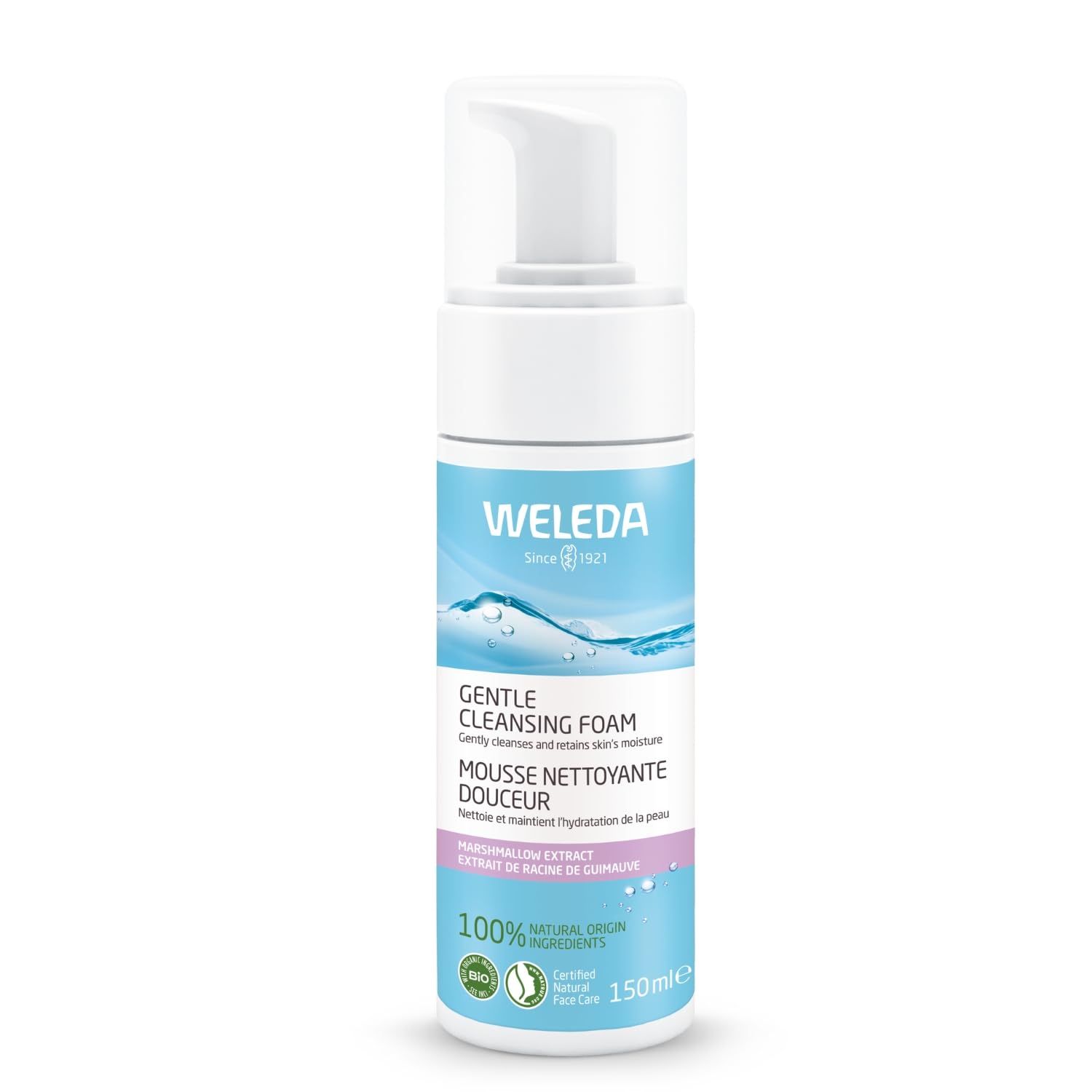 WELEDA - Mousse nettoyante Douceur Hamamélis - Nettoie en prodondeur, préserve l'hydratation de la peau - Peaux normales à mixtes - NATRUE* - Vegan*** - 150 ml