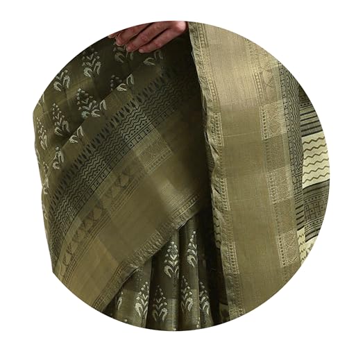 Image of MIRCHI FASHION Women Saree Cotton Blend Kalamkari Printed | Comfortable Office and Regular Daily Use Sari with Unstitched Blouse Piece
