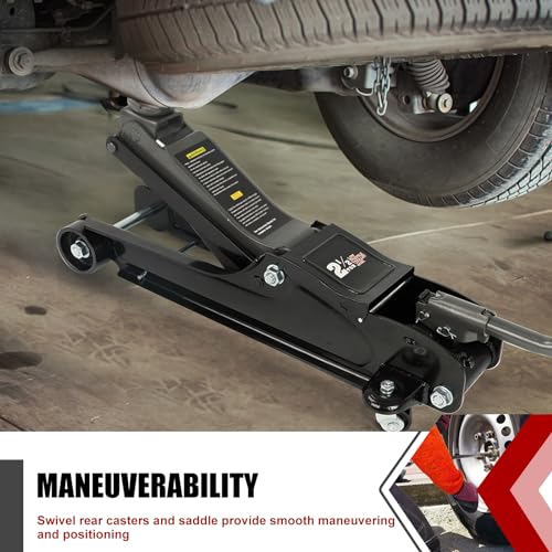 2.5 Ton (5,000 LB) Low Profile High Lift Floor Jack Aluminum and Steel Car Truck Tire Change Lift for High Body Frame Cars - Thumbnail 7