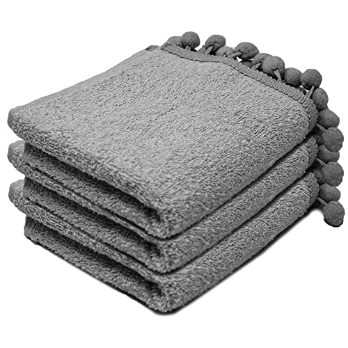 Gant de toilette doux en coton égyptien pour le visage - 30 x 30 cm - Pour bébé, démaquillant et nettoyant du visage (argent, 3) Cover