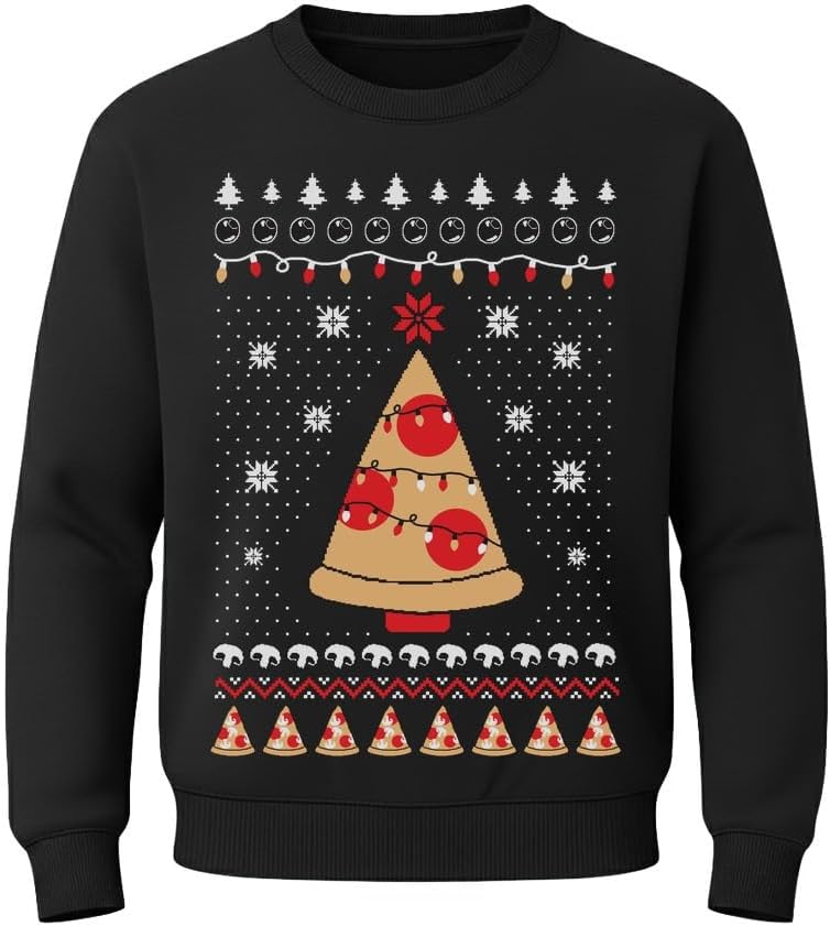 Tstars Kids Pizza Tree Ugly Christmas Sweatshirt - Funny Holiday Pullover for Youth Boys and Girls