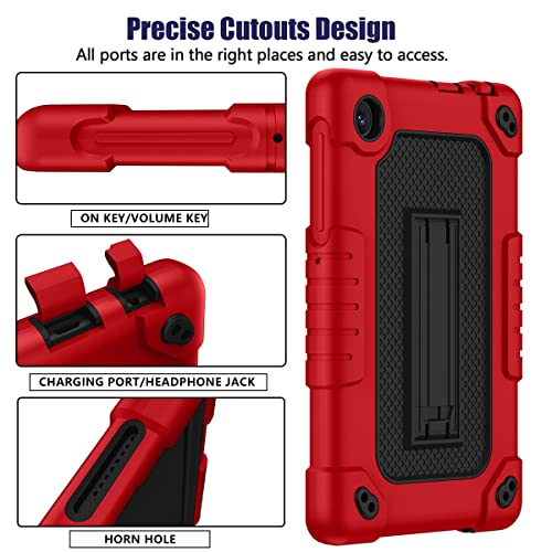 Doemoil For Tcl Tab 8 Wifi 9132X/For Tcl Tab 8 Le 9137W Tablet Case Soft Silicone Rubber Had Back Shell Kids Friendly Built In Stand Shoulder Strap For Tcl Tab 8 Wifi/Tcl Tab 8 Le (Red+Black) #TOP4