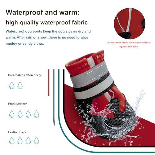 Muecleao Dog Boots, Set of 4 Dog Shoes for Injured Paws Waterproof Dog Shoes with Reflective Straps and Anti-Slip Sole - Image 3