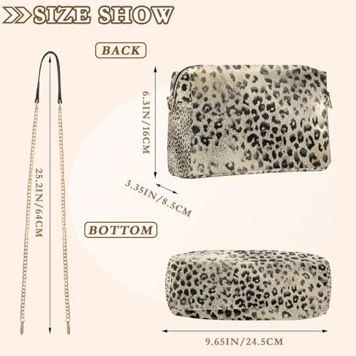 Crossbody Handbag with Chain Strap Retro Beige Black Leopard Shoulder Bag for Women Travel PU Leather Wallet Purse Clutch Bag4