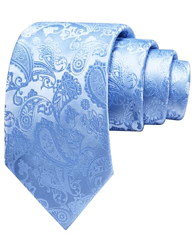 Image of GUSLESON 3.15 inch(8cm) Fashion Paisley Ties Mens Woven Jacquard Necktie for Wedding