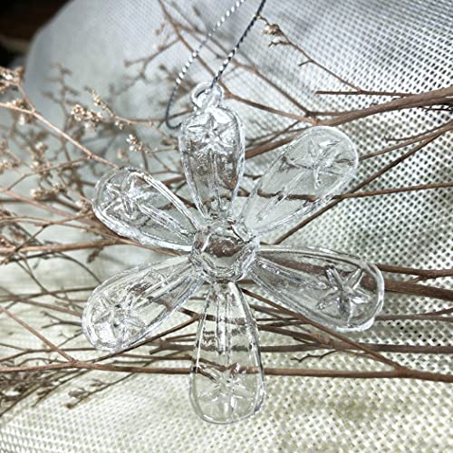 Style Glass Clear Glass Snowflake Ornament Winter Christmas Tree Hanging Decorations (12 Pieces).