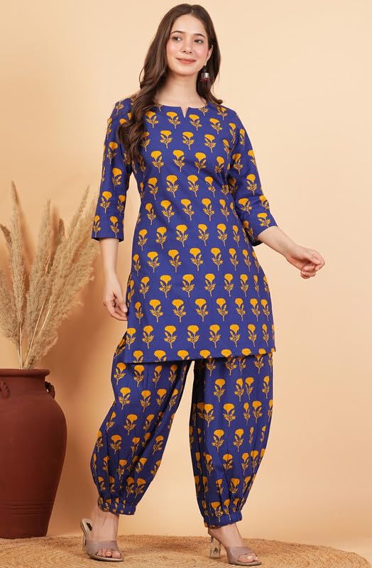 Image of rytras Women Pure Cotton Printed Straight Kurta Set with Palazzo pants|Ethnic wear|Kurta Set for Women