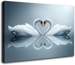 Amazon.com: Modern Swan Wall Art Canvas Prints Romantic Painting Couple ...