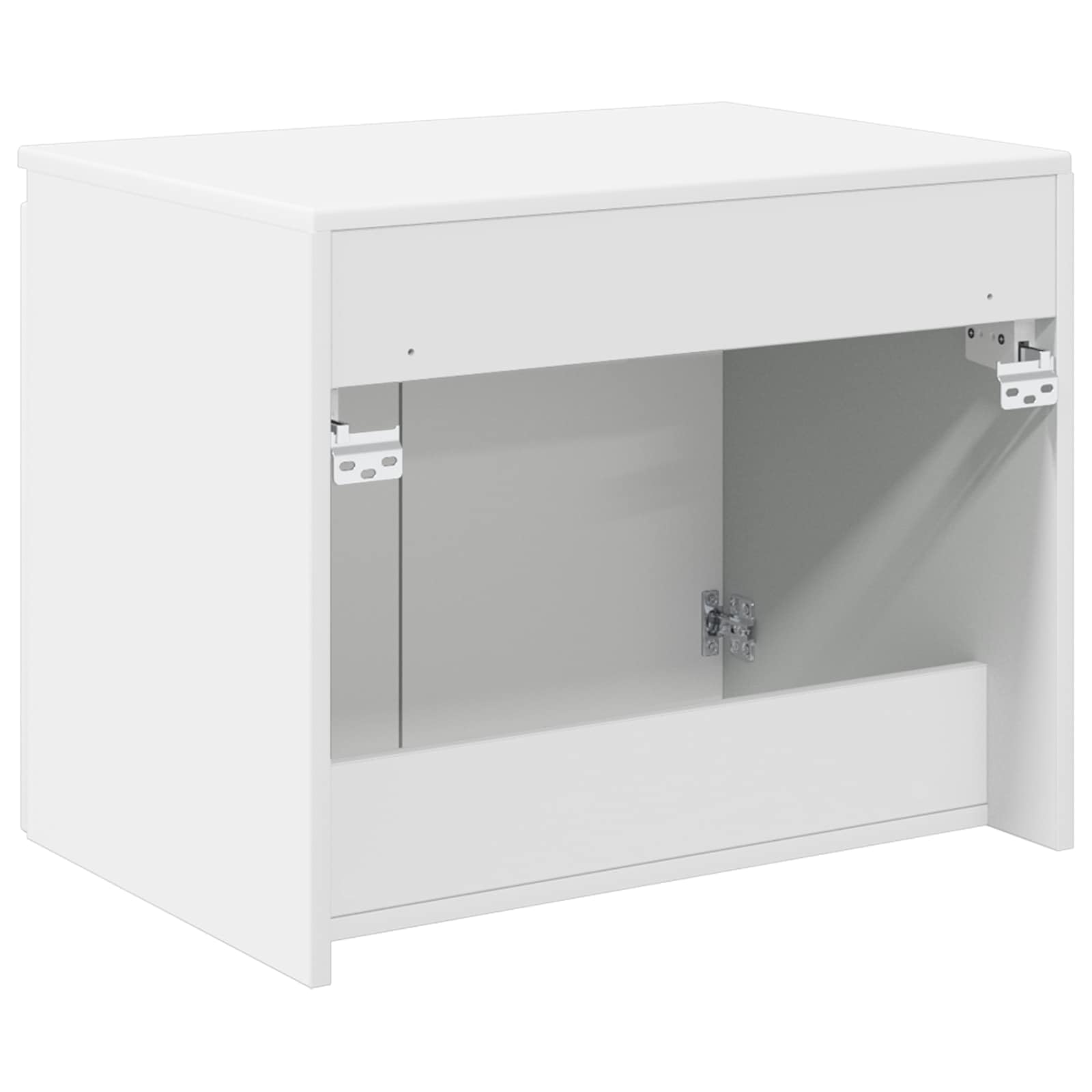 Armoire de salle de bain murale blanche en bois 62,5 x 44,5 x 50 cm avec beaucoup d'espace de rangement et porte, meuble de salle de bain peu encombrant pour lavabo