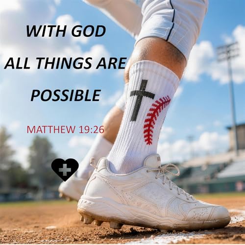 Image of Meudid 3 Pairs Baseball Cross Socks for Senior Night Gift Men Women US 6-13