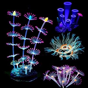 Cayway 4 Pz Piante Artificiali Acquario Ornamenti Effetto Artificiale Coral, Effetto Acquario Piante Fish Tank Decorazioni Anemone di Mare per Acquario Decorazioni