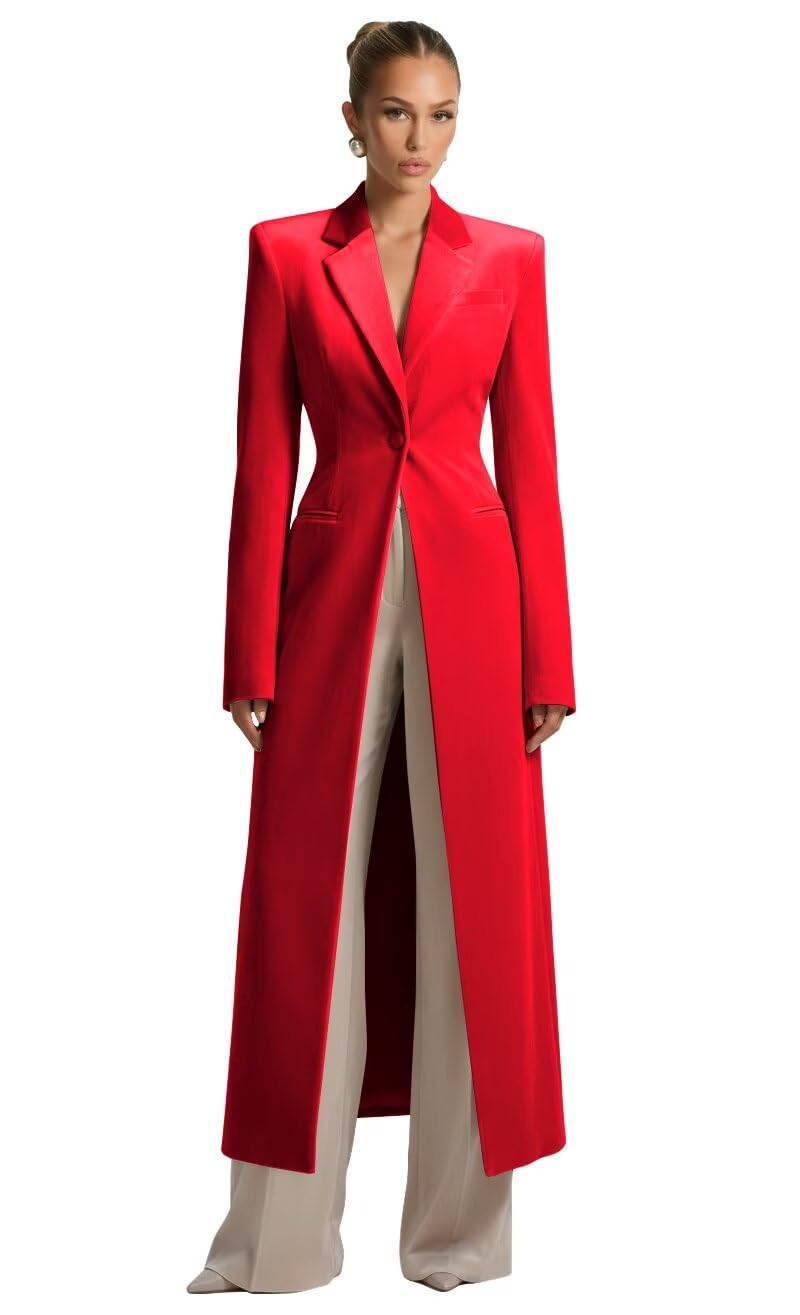 Velvet Blazer Women Fitted Long Blazers for Women Business Casual 1 Button Notch Lapel Womens Blazer for Work