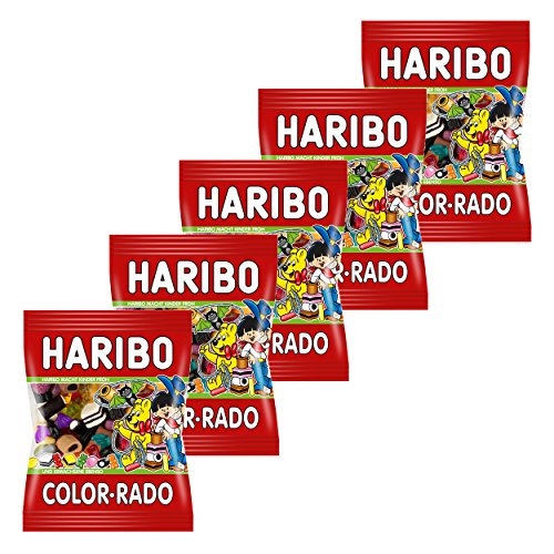 Haribo Color-Rado, 5er Pack, Colorrado, Fruchtgummi, Weingummi, Gummibärchen, Lakritz, Lakritzmischung, Im Beutel, Tüte