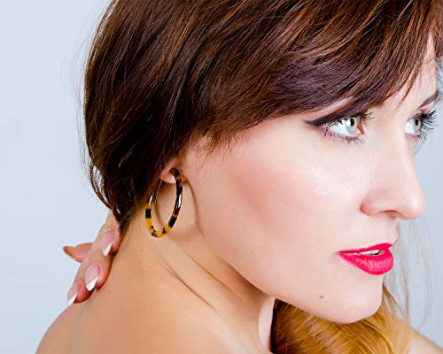 Tortoise Shell Resin Hoop Earrings Fashion Jewelry4