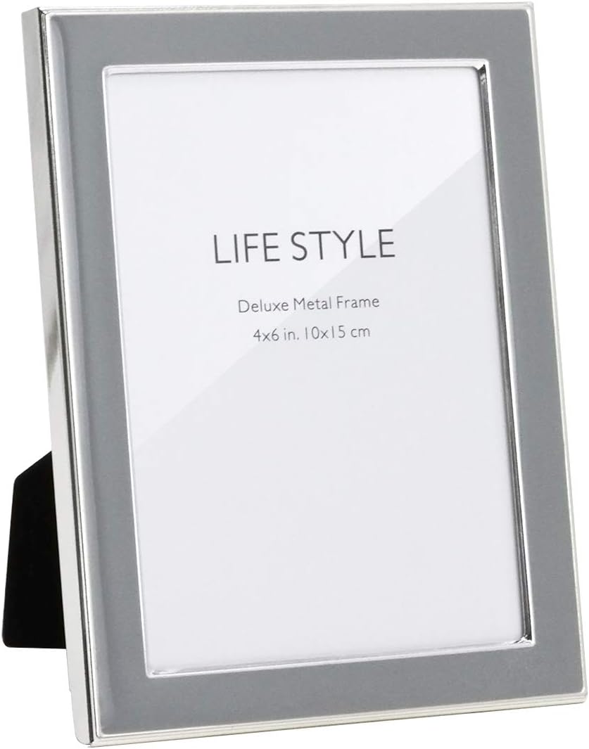 Afuly Grey Picture Frame 4x6 Simple Metal Photo Frame Gray and Silver Modern Decor Display for Desk