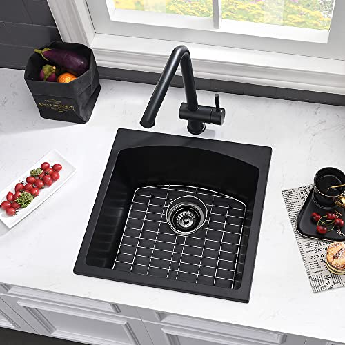 VASOYO 18 Inch Bar Sink Drop In - Black Quartz Kitchen Sink for Small Spaces with Drain & Grid
| VASOYO 18x18 Inch Drop In Bar Sink - Rv Kitchen & Outdoor Kitchen with Bottom Grid & Drain
| VASOYO 18 Inch Bar Prep Sink - Black Quartz Sink for Small