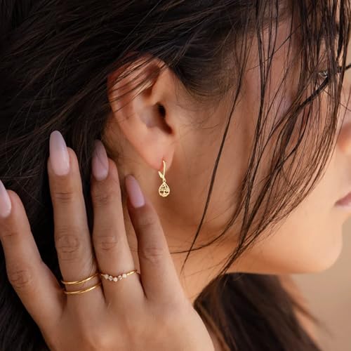 CERSLIMO Tree of Life Earrings for Women, Hypoallergenic Gold Teardrop Leverback Dangle Drop Earrings Jewelry Gifts3
