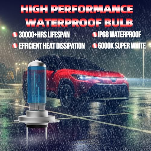 Image of Headlight Bulbs Fit For Ford Fusion 2006-2018,H7 H11 H11 High Low Beam Fog Lights 300% Ultra Brighter Halogen Headlight Bulb Combo, 6500k White Light, Pack of 6